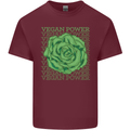 Vegan Power Mens Cotton T-Shirt Tee Top Maroon