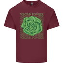 Vegan Power Mens Cotton T-Shirt Tee Top Maroon