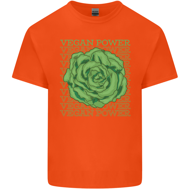 Vegan Power Mens Cotton T-Shirt Tee Top Orange