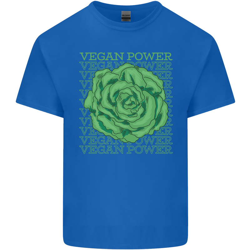 Vegan Power Mens Cotton T-Shirt Tee Top Royal Blue