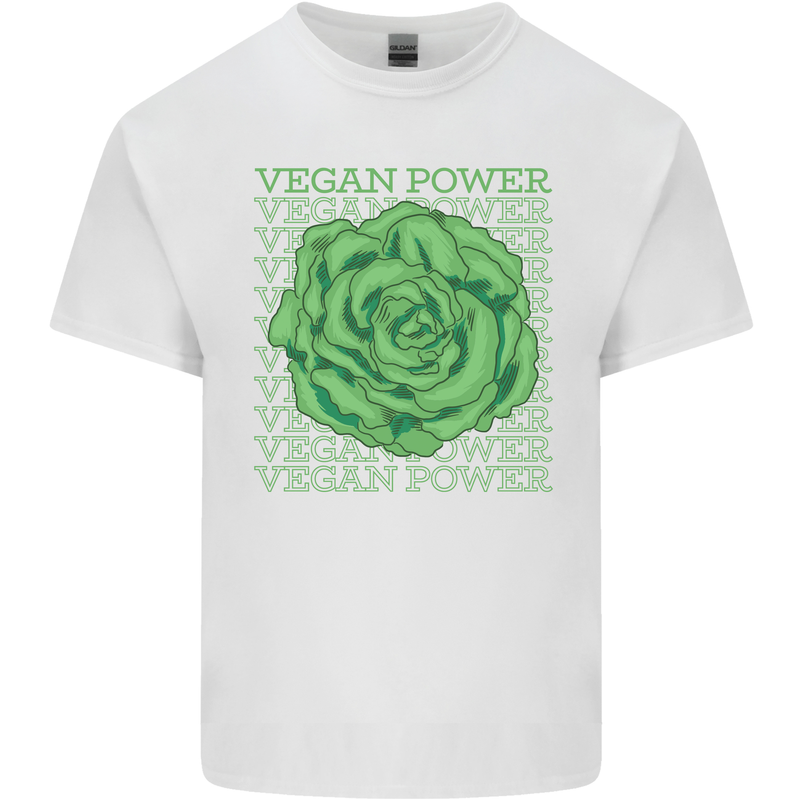 Vegan Power Mens Cotton T-Shirt Tee Top White