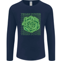 Vegan Power Mens Long Sleeve T-Shirt Navy Blue