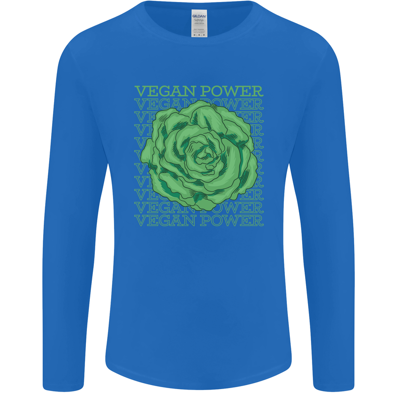 Vegan Power Mens Long Sleeve T-Shirt Royal Blue