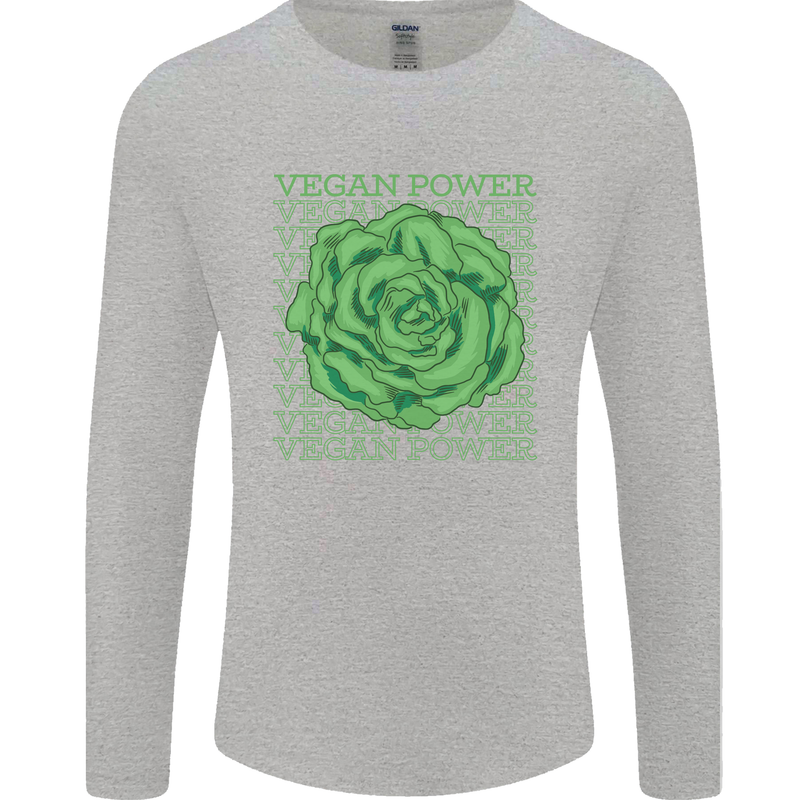 Vegan Power Mens Long Sleeve T-Shirt Sports Grey