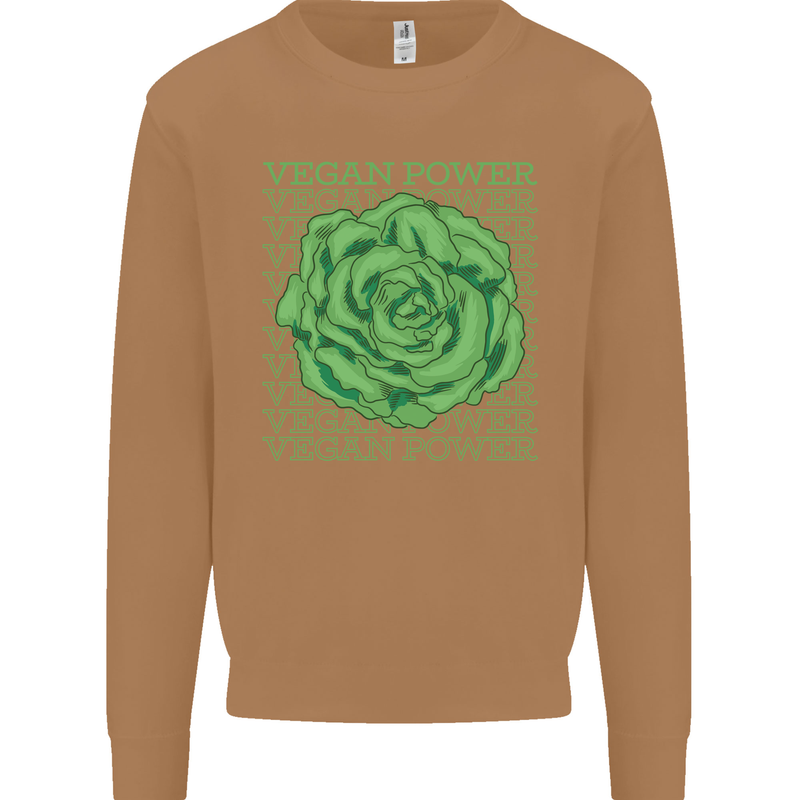 Vegan Power Mens Sweatshirt Jumper Caramel Latte