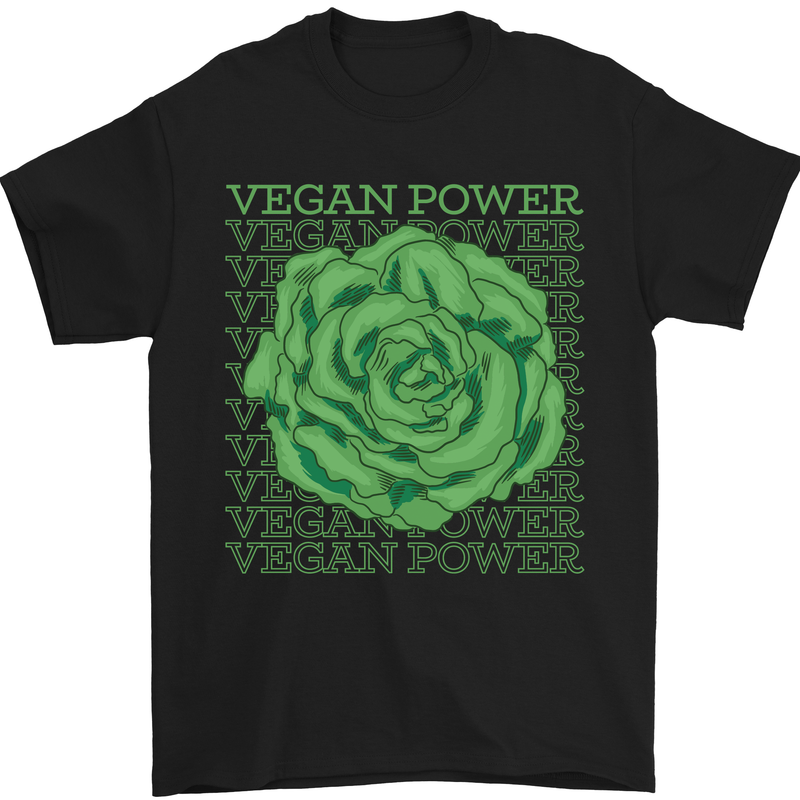 Vegan Power Mens T-Shirt 100% Cotton Black