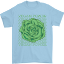Vegan Power Mens T-Shirt 100% Cotton Light Blue