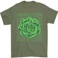 Vegan Power Mens T-Shirt 100% Cotton Military Green