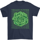Vegan Power Mens T-Shirt 100% Cotton Navy Blue