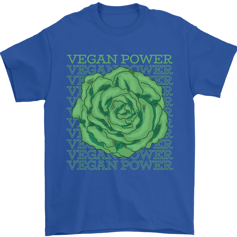Vegan Power Mens T-Shirt 100% Cotton Royal Blue