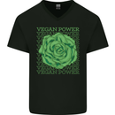 Vegan Power Mens V-Neck Cotton T-Shirt Black