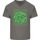 Vegan Power Mens V-Neck Cotton T-Shirt Charcoal