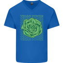 Vegan Power Mens V-Neck Cotton T-Shirt Royal Blue