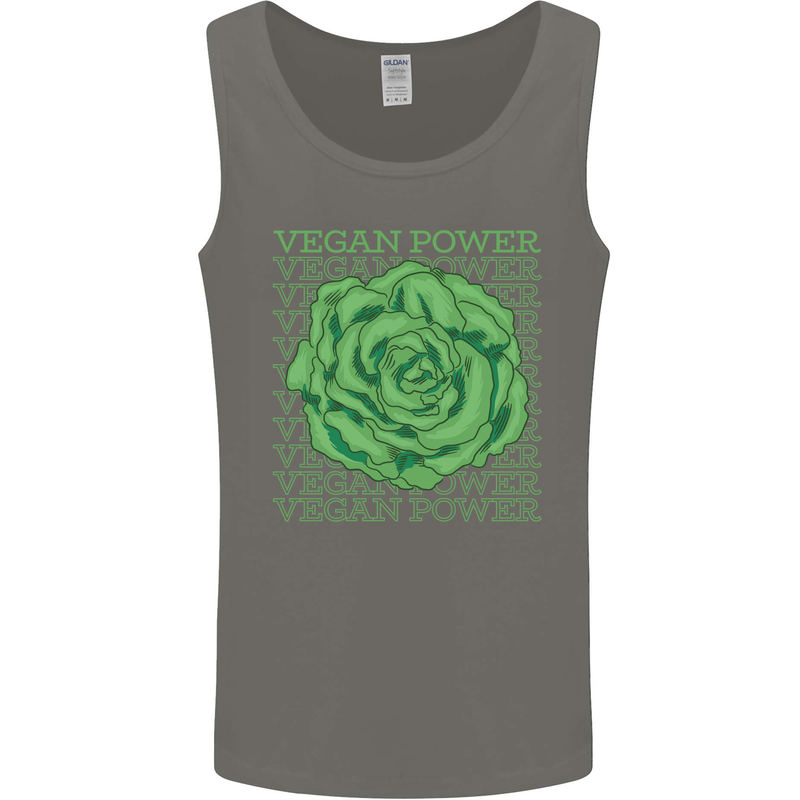 Vegan Power Mens Vest Tank Top Charcoal