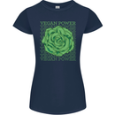 Vegan Power Womens Petite Cut T-Shirt Navy Blue