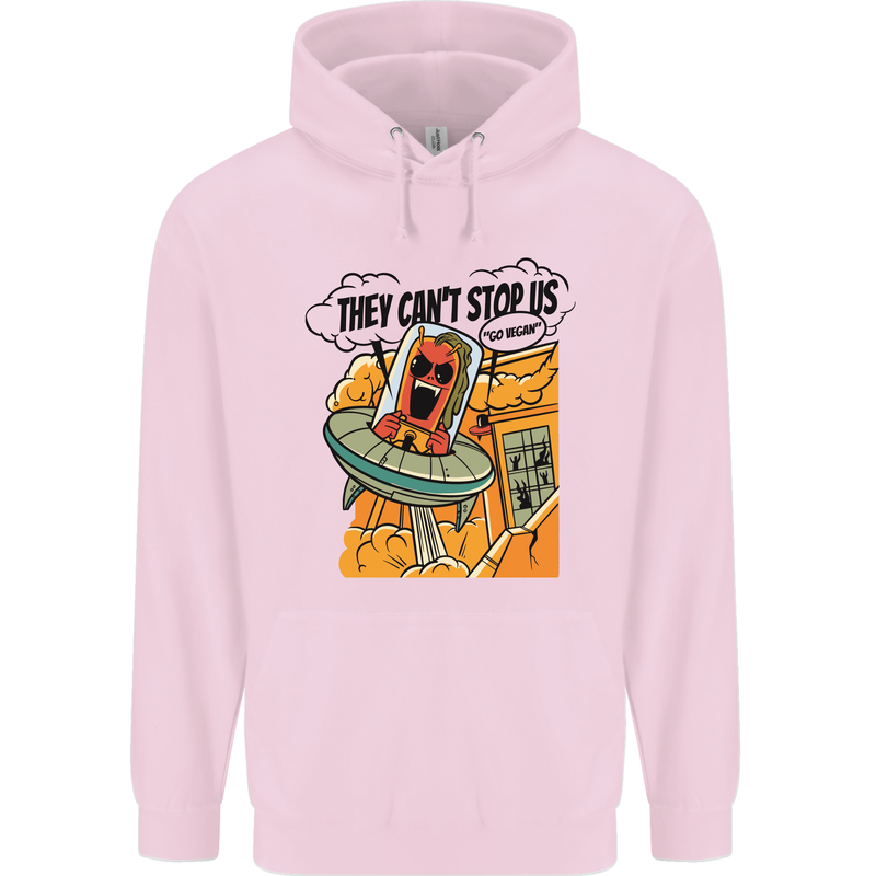 Vegan UFO Funny Vegetarian Alien Childrens Kids Hoodie Light Pink