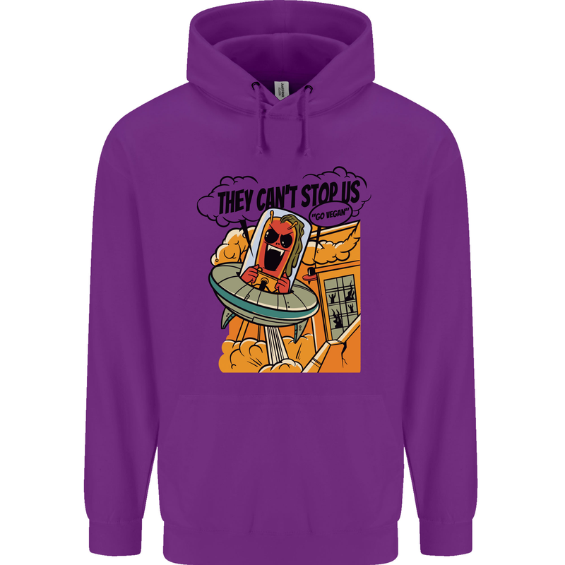 Vegan UFO Funny Vegetarian Alien Childrens Kids Hoodie Purple