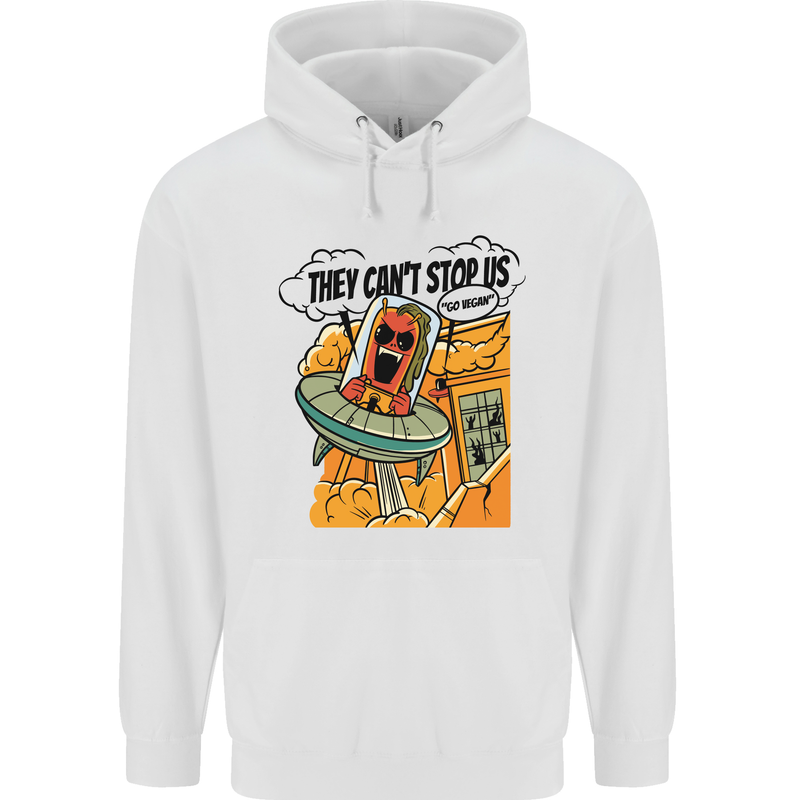 Vegan UFO Funny Vegetarian Alien Childrens Kids Hoodie White