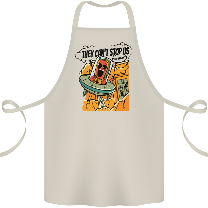 Vegan UFO Funny Vegetarian Alien Cotton Apron 100% Organic Natural