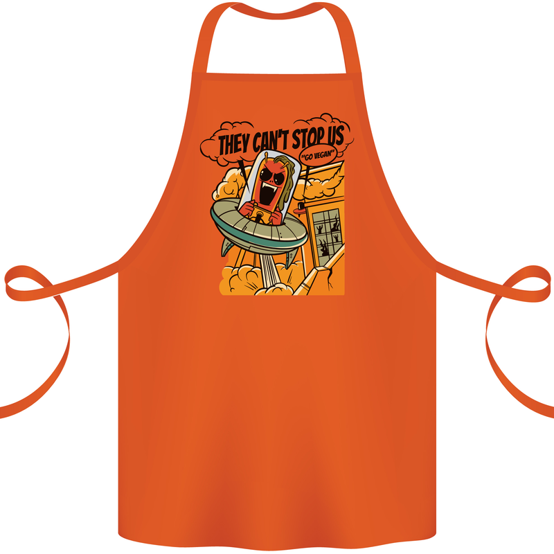 Vegan UFO Funny Vegetarian Alien Cotton Apron 100% Organic Orange