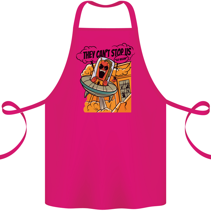 Vegan UFO Funny Vegetarian Alien Cotton Apron 100% Organic Pink