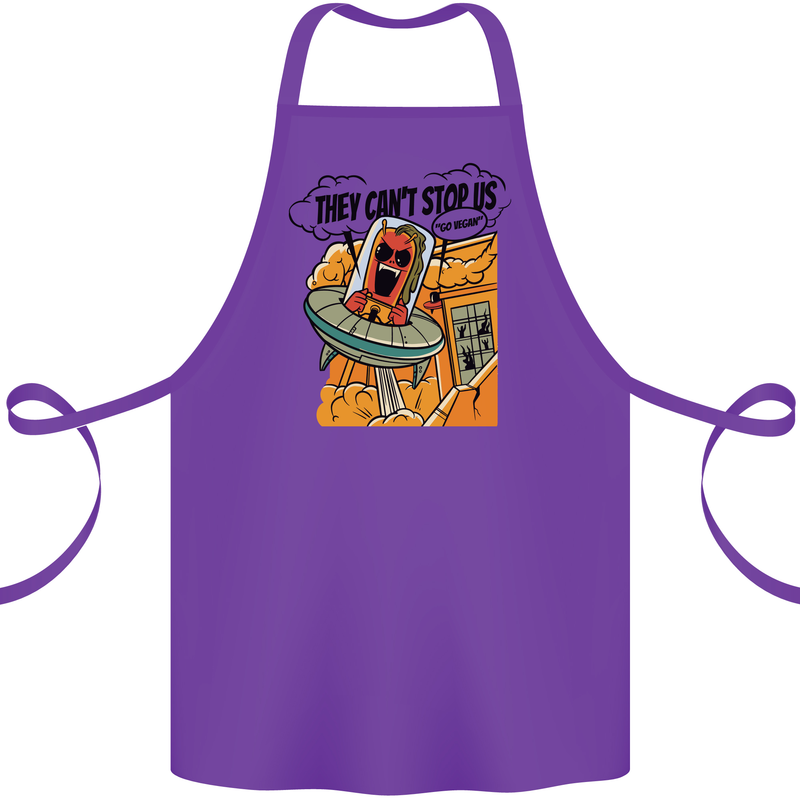 Vegan UFO Funny Vegetarian Alien Cotton Apron 100% Organic Purple
