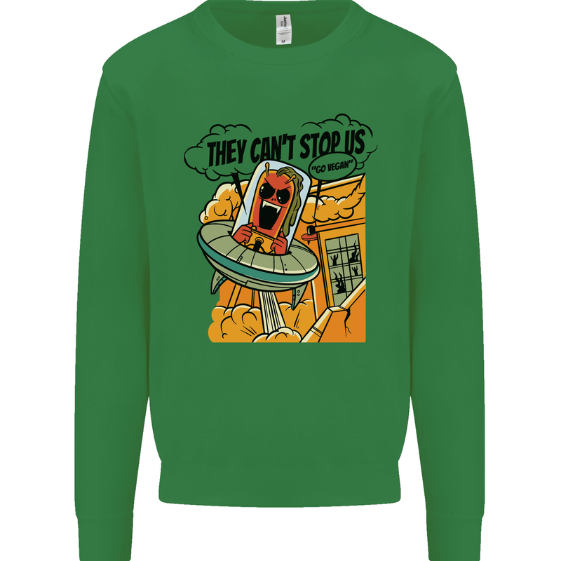 Vegan UFO Funny Vegetarian Alien Kids Sweatshirt Jumper Irish Green