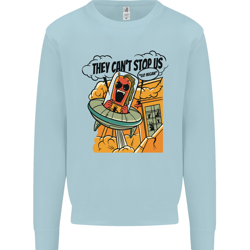 Vegan UFO Funny Vegetarian Alien Kids Sweatshirt Jumper Light Blue