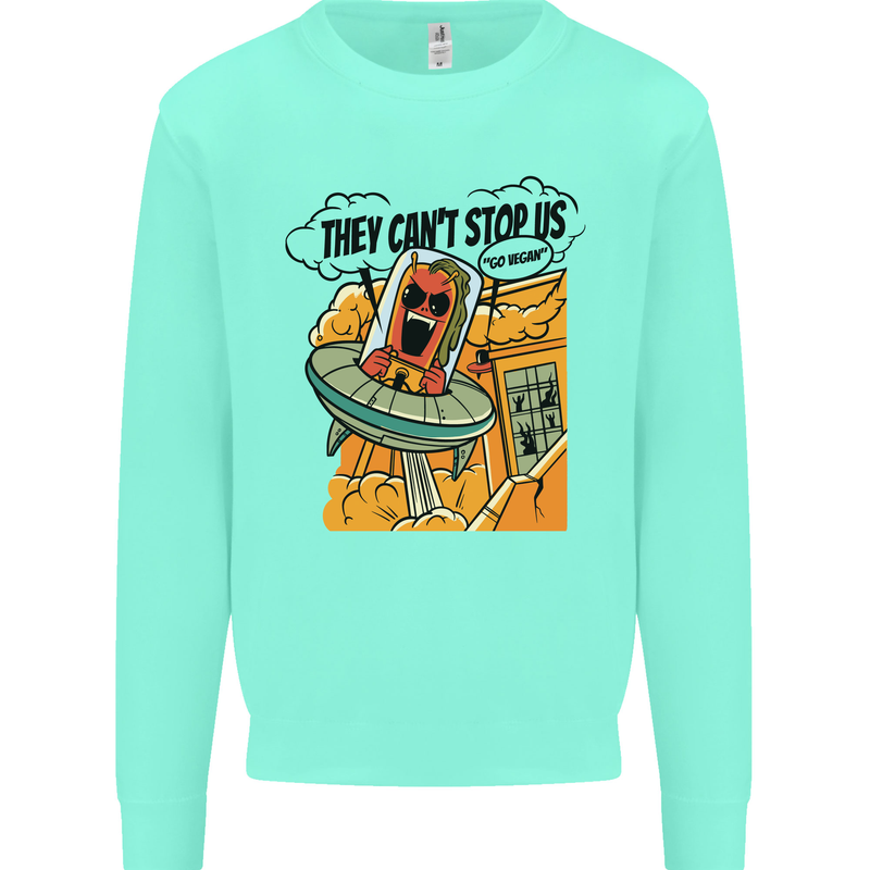 Vegan UFO Funny Vegetarian Alien Kids Sweatshirt Jumper Peppermint