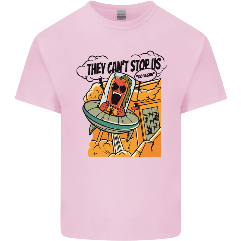 Vegan UFO Funny Vegetarian Alien Mens Cotton T-Shirt Tee Top Light Pink