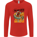Vegan UFO Funny Vegetarian Alien Mens Long Sleeve T-Shirt Red