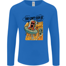 Vegan UFO Funny Vegetarian Alien Mens Long Sleeve T-Shirt Royal Blue