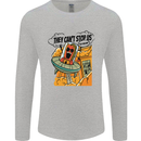 Vegan UFO Funny Vegetarian Alien Mens Long Sleeve T-Shirt Sports Grey
