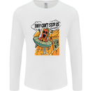 Vegan UFO Funny Vegetarian Alien Mens Long Sleeve T-Shirt White