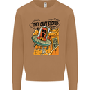 Vegan UFO Funny Vegetarian Alien Mens Sweatshirt Jumper Caramel Latte