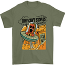 Vegan UFO Funny Vegetarian Alien Mens T-Shirt 100% Cotton Military Green