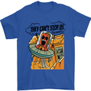 Vegan UFO Funny Vegetarian Alien Mens T-Shirt 100% Cotton Royal Blue