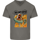 Vegan UFO Funny Vegetarian Alien Mens V-Neck Cotton T-Shirt Charcoal