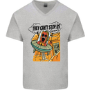 Vegan UFO Funny Vegetarian Alien Mens V-Neck Cotton T-Shirt Sports Grey