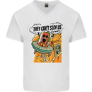 Vegan UFO Funny Vegetarian Alien Mens V-Neck Cotton T-Shirt White