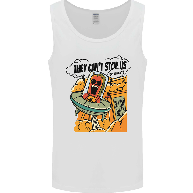 Vegan UFO Funny Vegetarian Alien Mens Vest Tank Top White