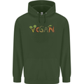 Vegan Vegetables Childrens Kids Hoodie Forest Green