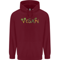 Vegan Vegetables Childrens Kids Hoodie Maroon