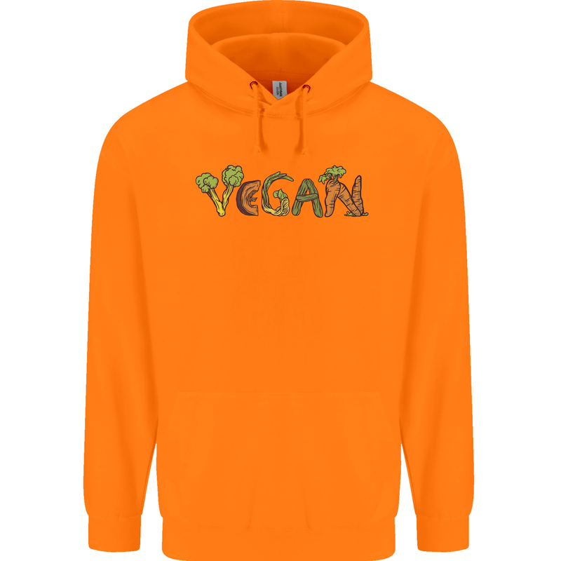 Vegan Vegetables Childrens Kids Hoodie Orange