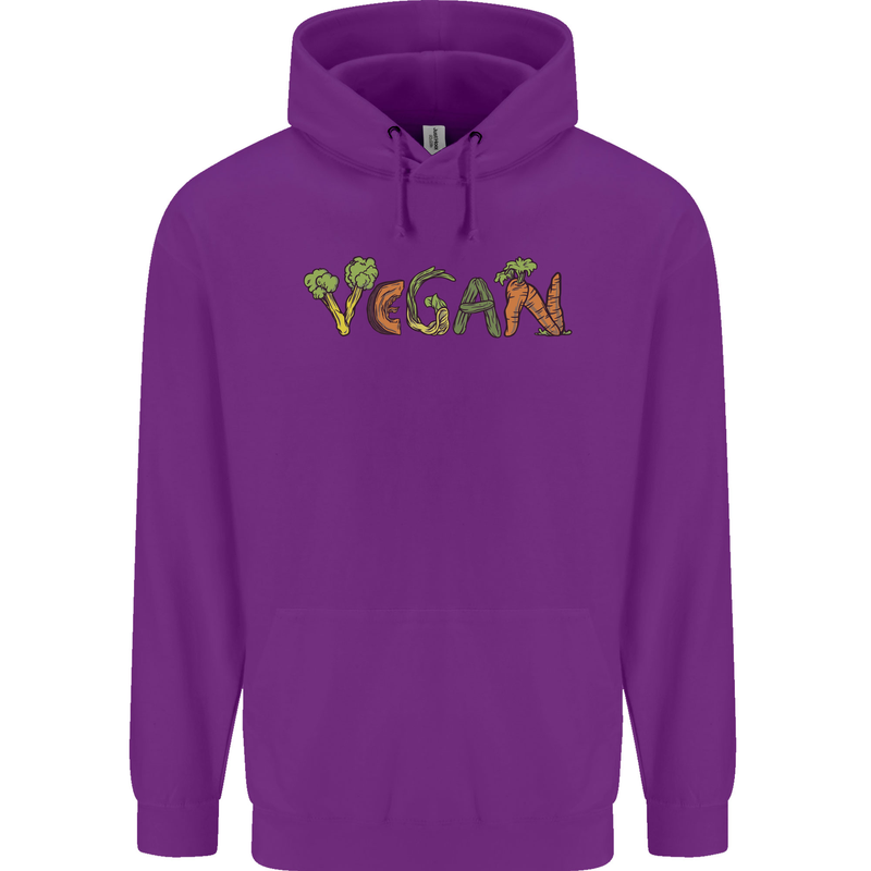 Vegan Vegetables Childrens Kids Hoodie Purple