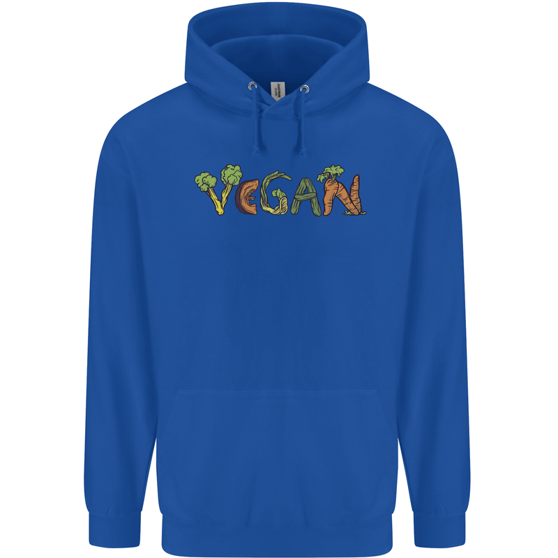 Vegan Vegetables Childrens Kids Hoodie Royal Blue