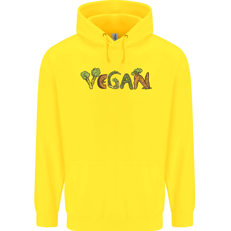 Vegan Vegetables Childrens Kids Hoodie Yellow