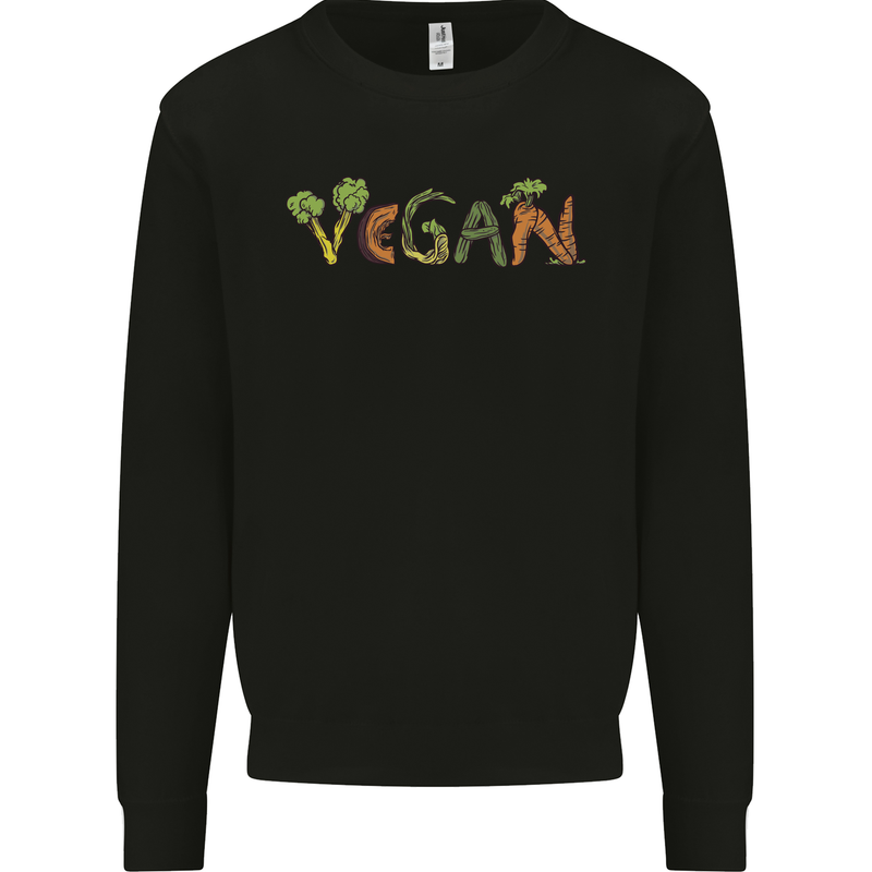 Vegan Vegetables Kids Sweatshirt Jumper Black