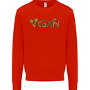 Vegan Vegetables Kids Sweatshirt Jumper Bright Red
