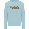 Vegan Vegetables Kids Sweatshirt Jumper Light Blue